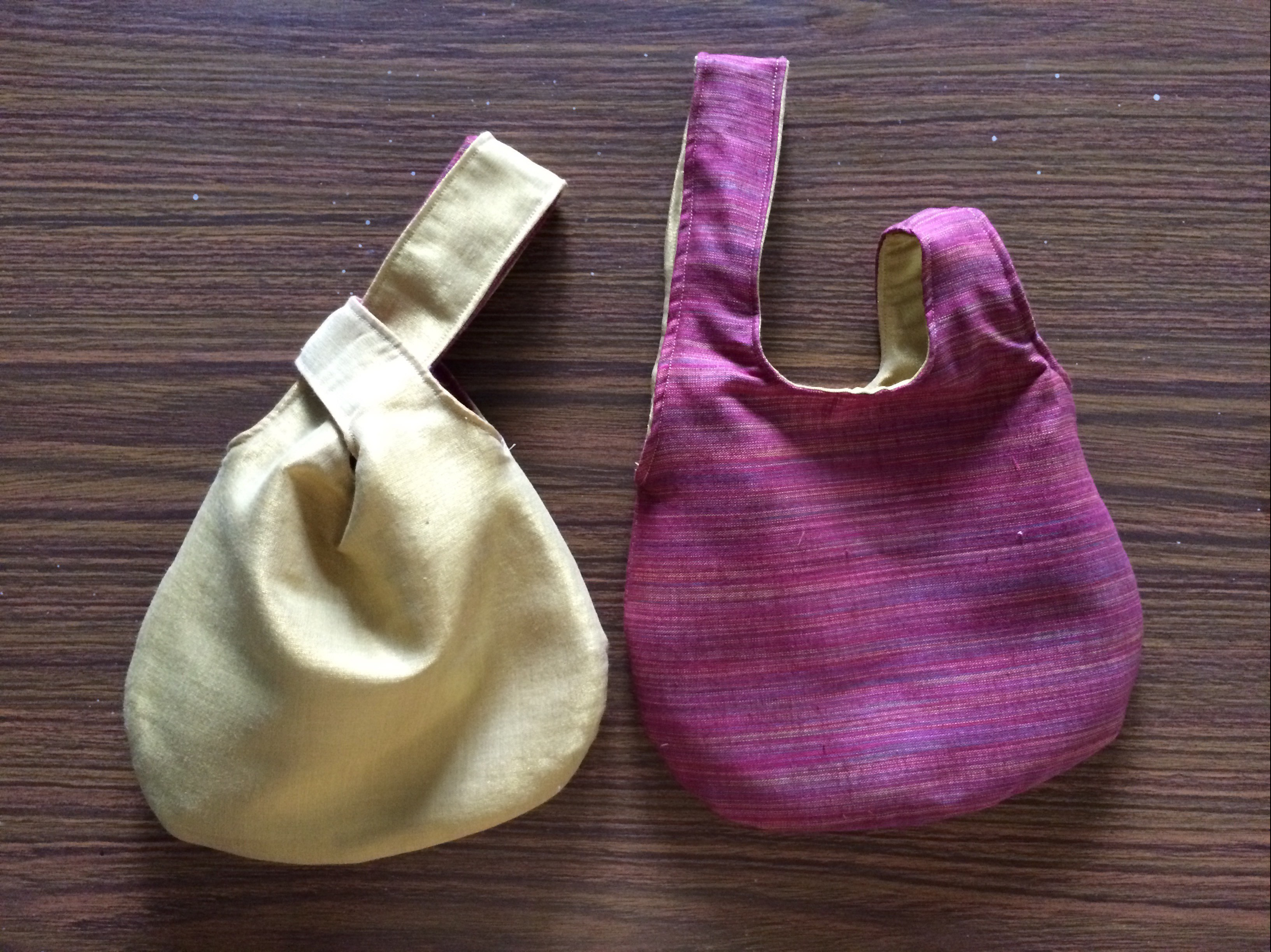 Reversible Japanese knot bags